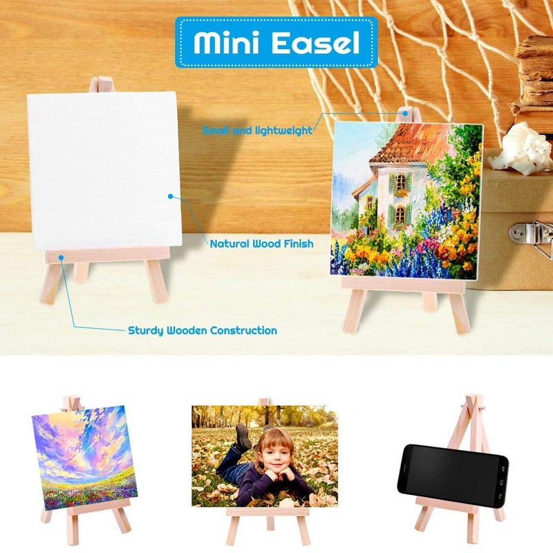 cridoz Mini Canvases 18 Pack  Cridoz Small Painting Canvas with Mini Easel 4x4 Inches Art Canvases Painting Kit for Kids Teenagers Acrylic Pouring Oil Water Color - Image 5